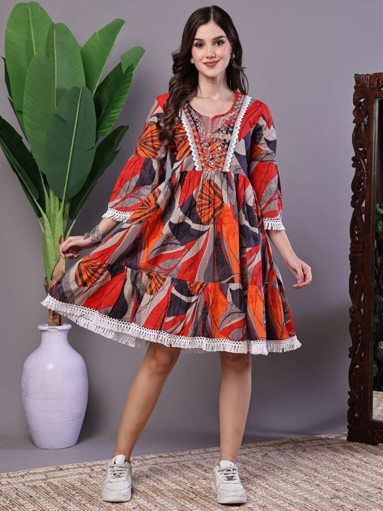 Printed A-Line Dress